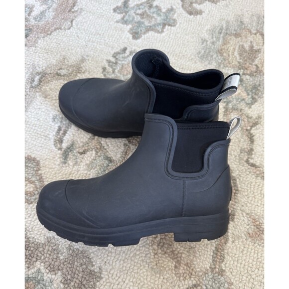 UGG Womens Droplet Rain Boots Black Size 9.5-10 Ankle Rubber Slip On - Picture 1 of 7